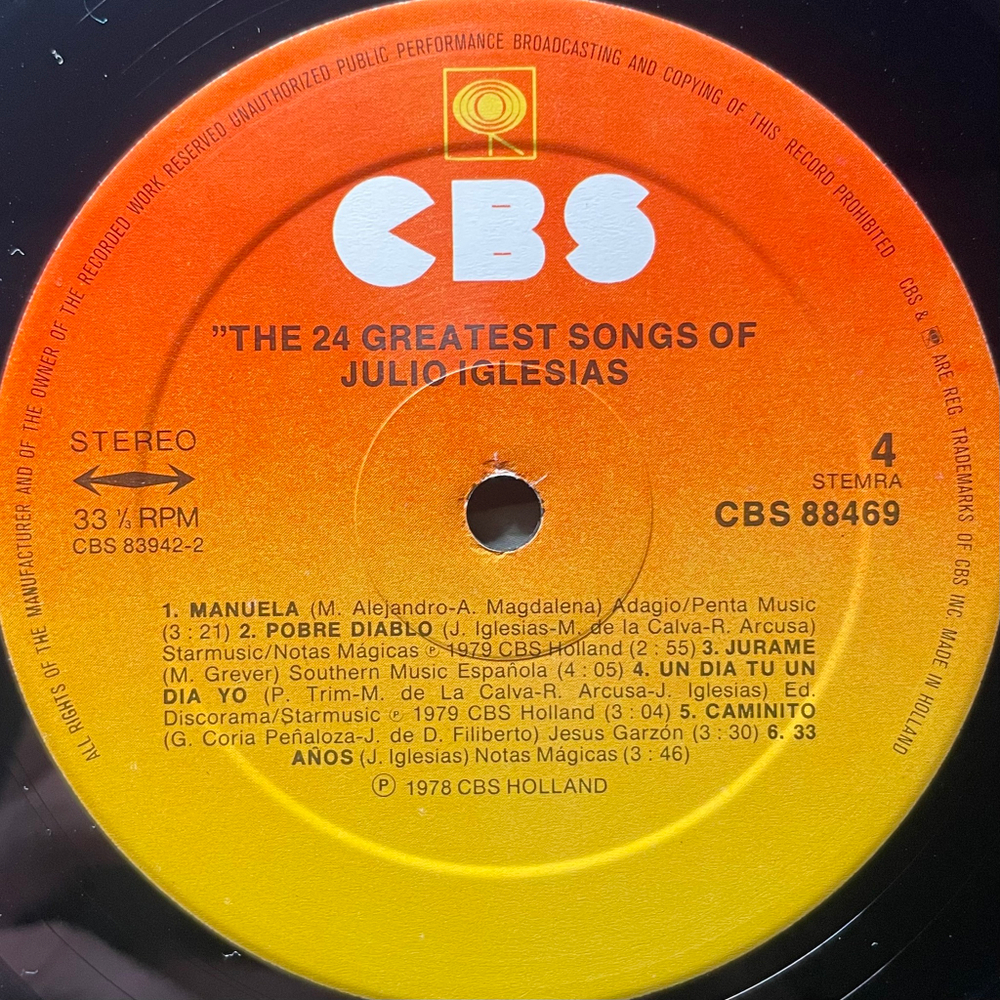 Julio Iglesias ‎– The 24 Greatest Songs 2LP (Голландия 1979г.)