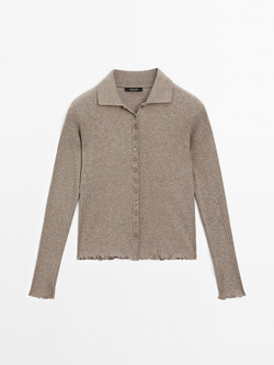 Massimo Dutti Кардиган с волнистыми кромками, норка