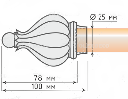 Карниз кованый для штор Аладдин d25 однорядный, цвет антик