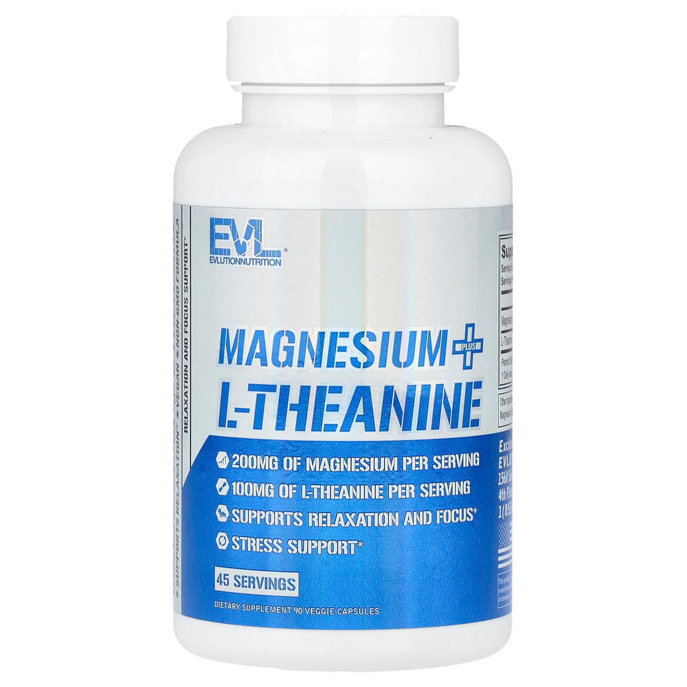 EVLution Nutrition, Магний плюс L-теанин, 90 растительных капсул