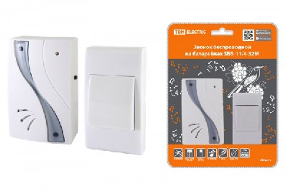 TDM Звонок 3ББ-11/4-32М (беспроводной, батарейки, окр.блистер) SQ1901-0030