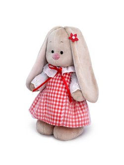 Мягкая игрушка Зайка Ми в сарафане в клетку 25 см