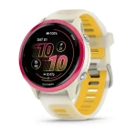 Умные часы Garmin Forerunner 570 - 42 мм Малиновый алюминий с полупрозрачным ремешком цвета слоновая кость/манго
