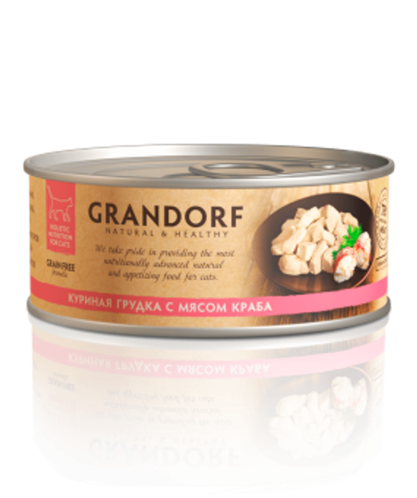 Grandorf 70г Влажный корм для кошек Chicken &amp; Crab, беззерновой, куриная грудка с мясом краба