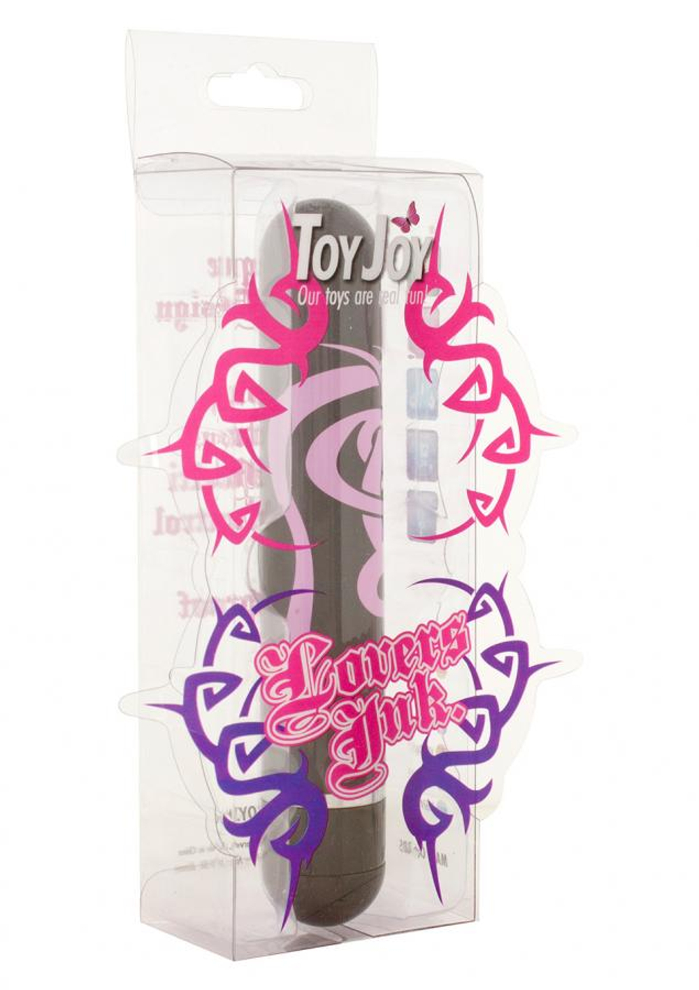 Чёрный вибратор с принтом Lovers Ink Tattoo - 11,5 см.