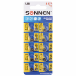 батарейка алкалиновая "таблетка" 1 шт. SONNEN Alkaline 177A (G4 LR66) блистер отрывной блок (100 штук в упаковке)