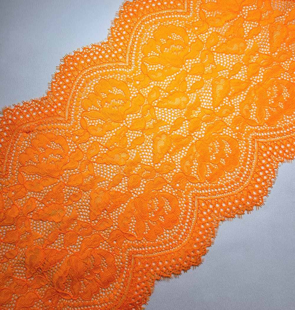 Кружево эластичное ярко-оранжевое с ресничками К130