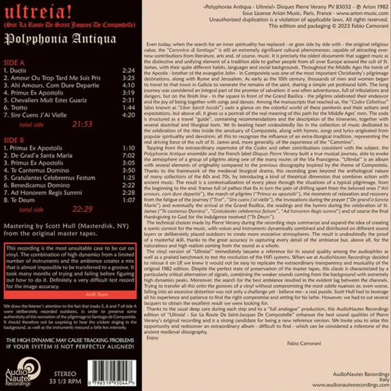 Polyphonia Antiqua - Ultreia! (Sur La Route De Saint Jacques De Compostelle) - AudioNautes Recordings LP