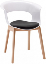 Кресло пластиковое с подушкой Scab Design Natural Miss B Antishock, натуральный бук, белый, антрацит