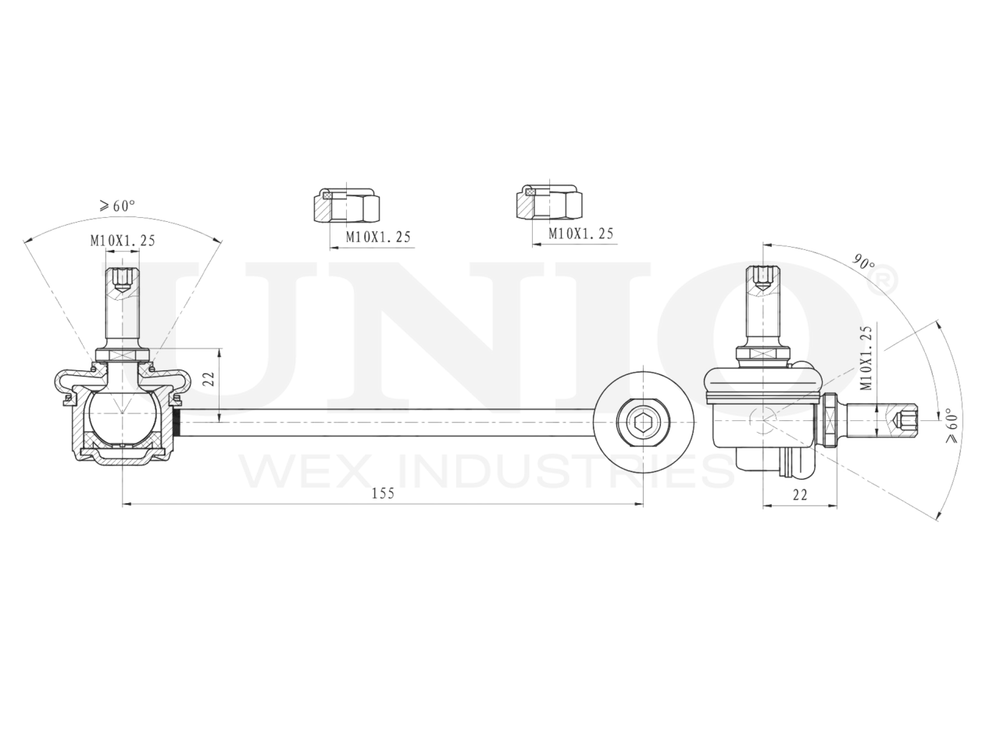 Стойка стабилизатора передняя правая UNIO SSP-50061