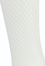 Чулки Le Frivole в мелкую сетку с кружевной резинкой белые S/M