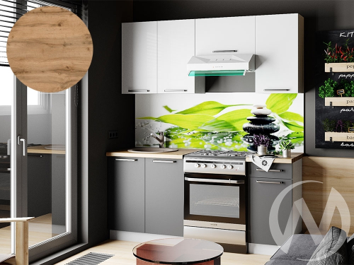 Кухня Ребекка 1.8м с окапом (корпус белый/белый; графит)