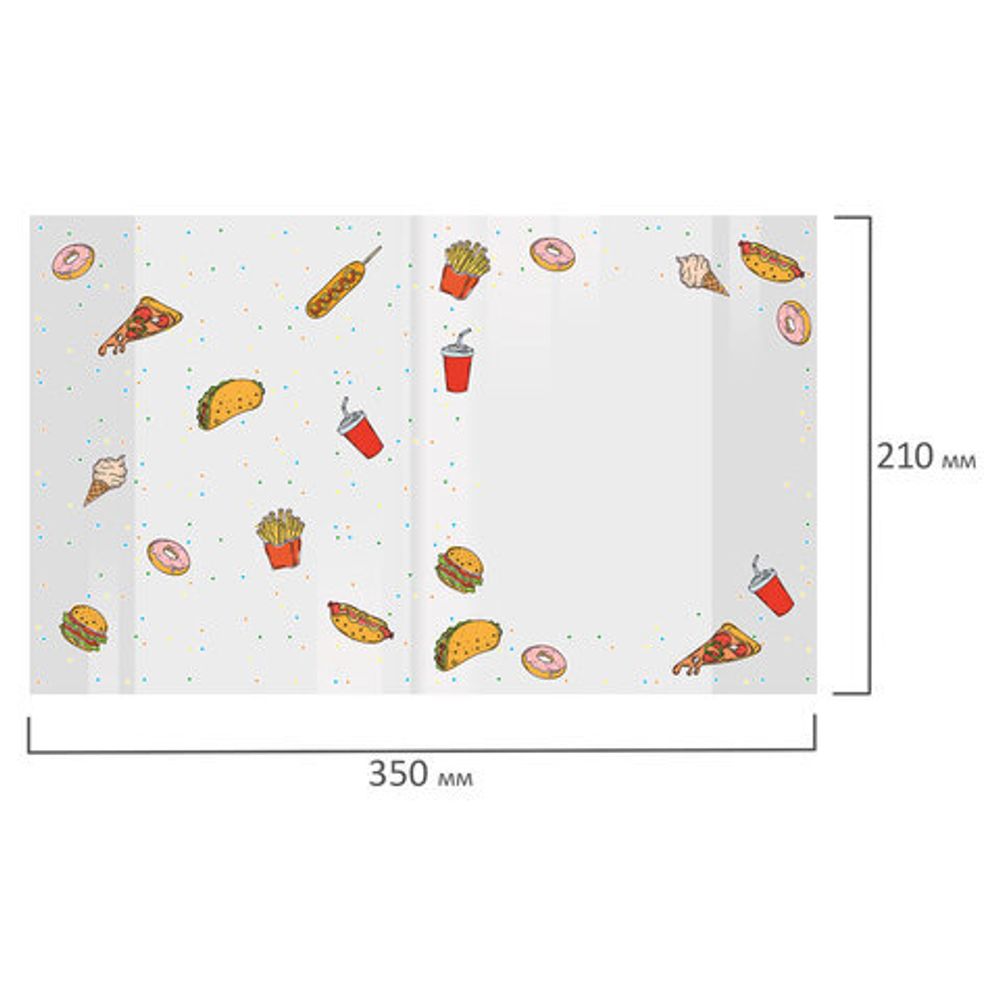 Обложки "FOOD" для тетрадей и дневников, КОМПЛЕКТ 10 шт., ПЛОТНЫЕ, 210х350 мм, 110 мкм, FUNSTER (ФАНСТЕР), 274083