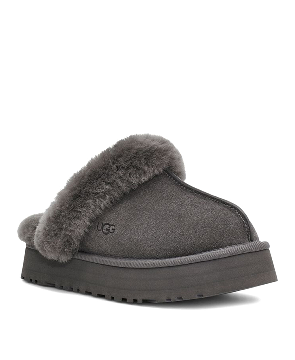 Тапочки на платформе UGG DISQUETTE серого цвета
