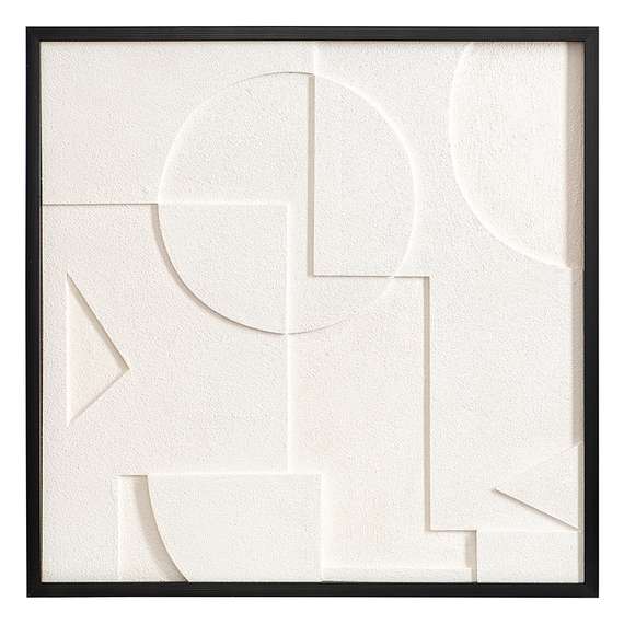 Фактурное панно с эффектом 3d minimalism, 60х60 см, белый\бежевый