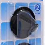 Крючки в наборе 2шт из нержавеющей стали на липкой основе «БАСТОФ», цвет чёрный, форма круг, нагрузка 2,5кг/4,5см