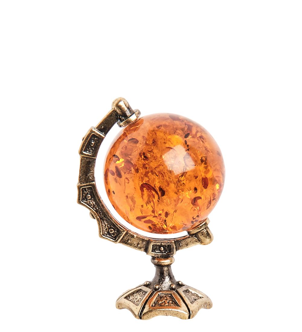 Народные промыслы AM-1511 Фигурка «Глобус» (латунь, янтарь)