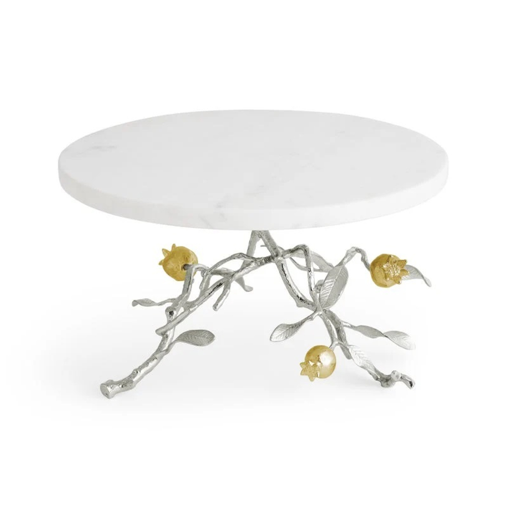 Тортница на ножке Michael Aram Pomegranate Silver & Gold (28 см)