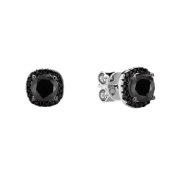 Серьги-гвоздики Ermolov квадрат черные в обсыпке