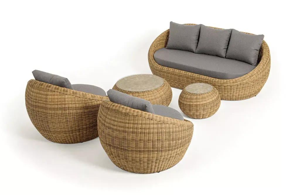 "Барселона" лаунж-зона из искусственного ротанга, цвет соломенный