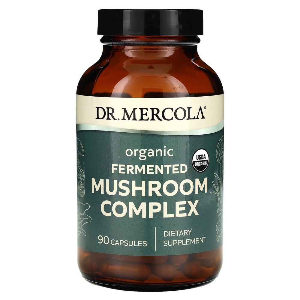 Dr. Mercola, многосоставный органический продукт из ферментированных грибов, 90 капсул