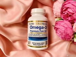 Рыбий жир Омега-3 премиум-класса, без ГМО, без глютена, 100 капсул из рыбьего желатина