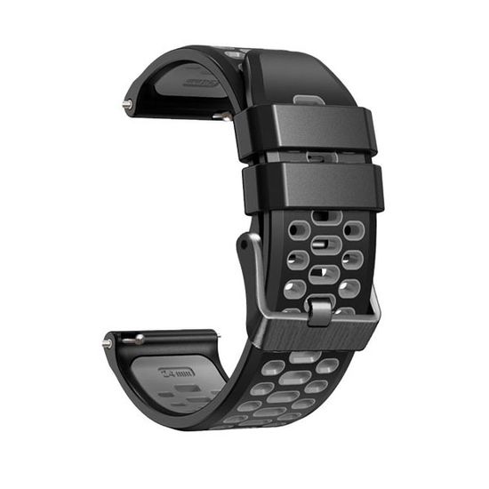 Ремешок двухцветный дышащий 24 мм для Suunto 9 Baro, Suunto 7, Suunto Spartan Sport силиконовый (Черный/серый)