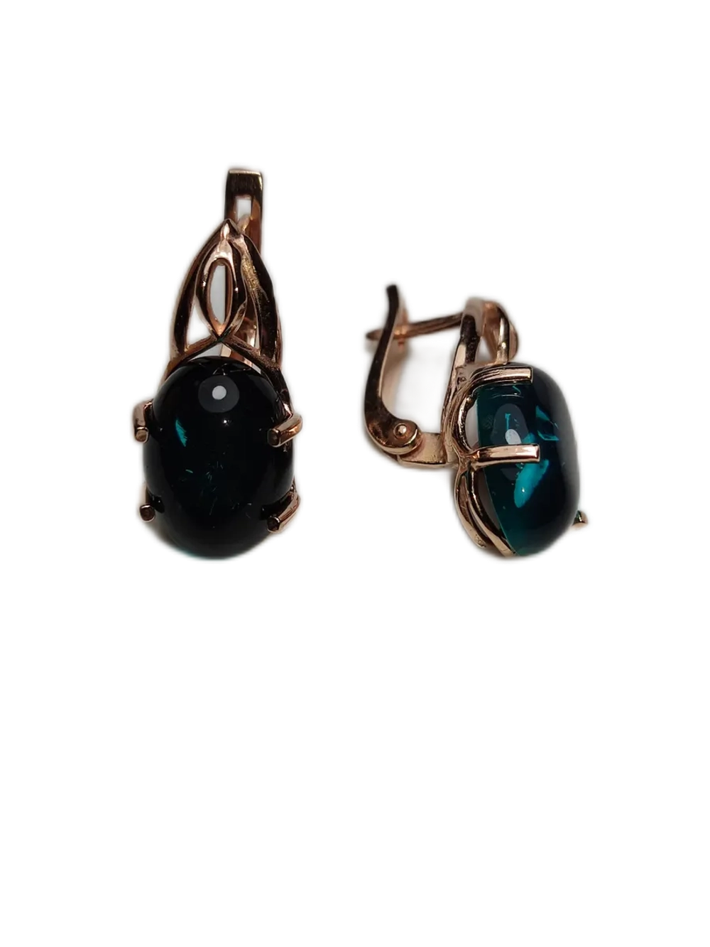 Серьги бижутерные с синим янтарем