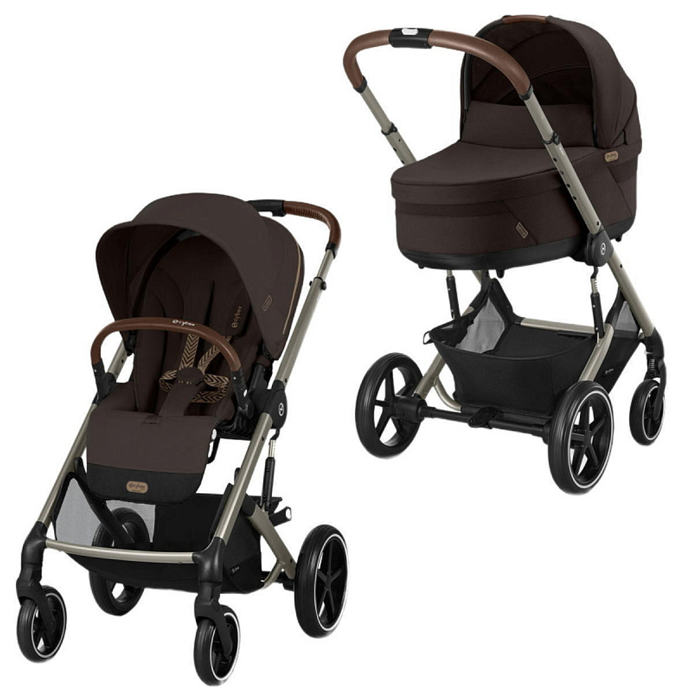 Коляска Cybex Balios S Lux TPE complete Aton S2 Lava Grey 3 в 1 Chocolate Brown с дождевиками