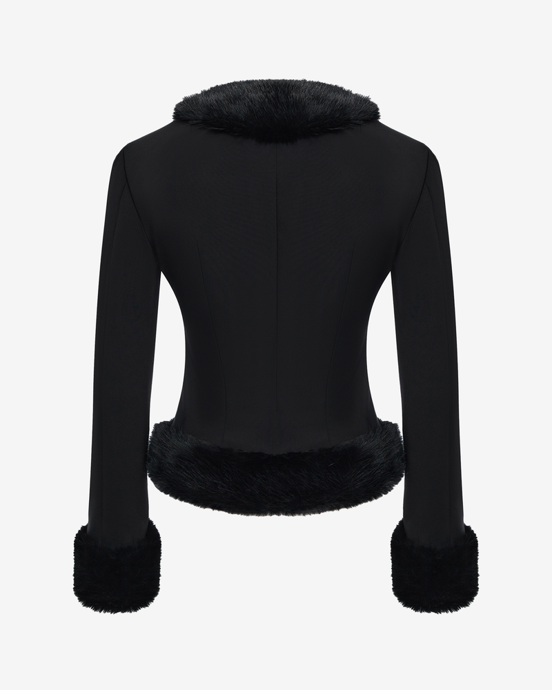 Жакет из костюмной ткани с мехом