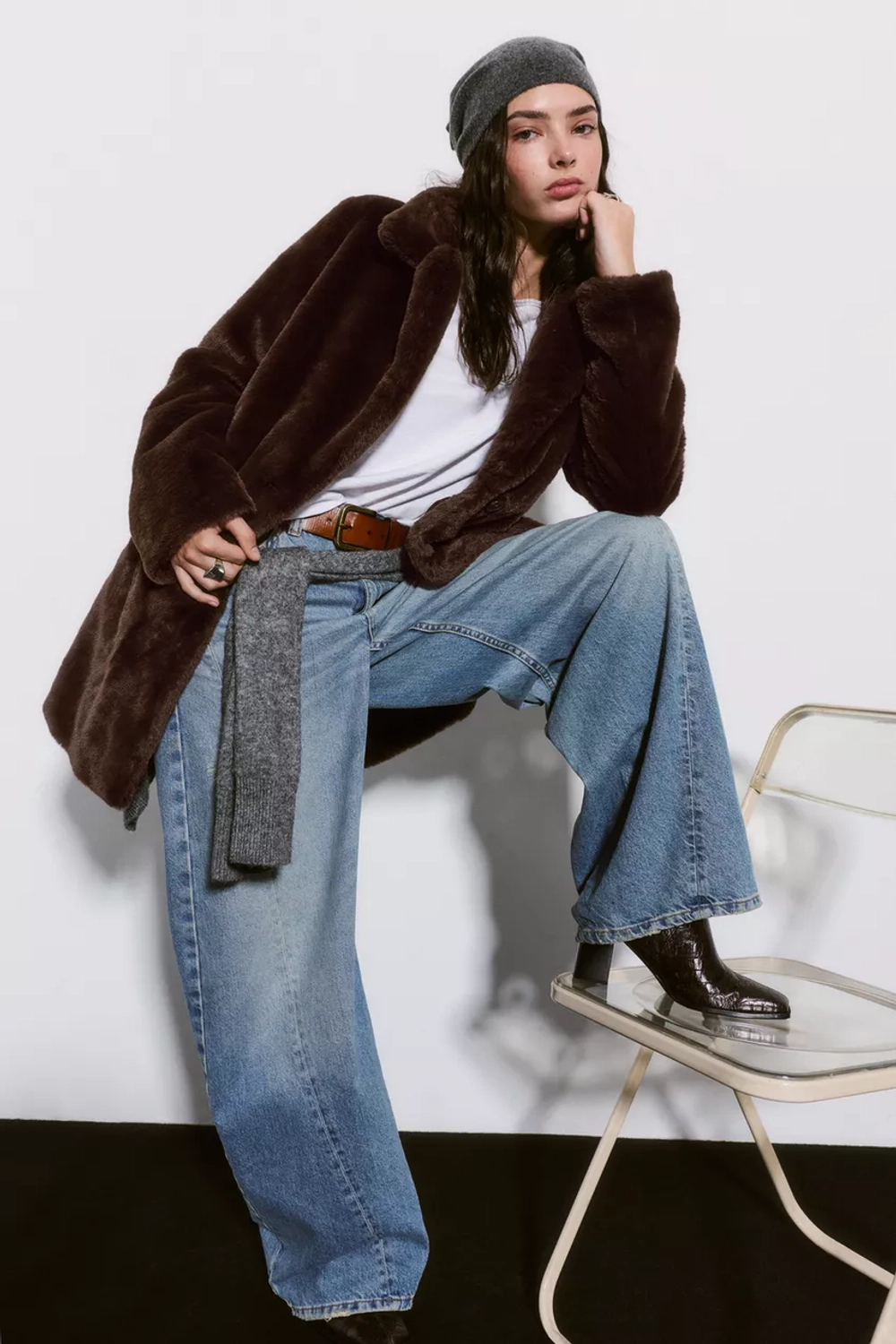 PULL&BEAR Шуба из искусственного меха, коричневый