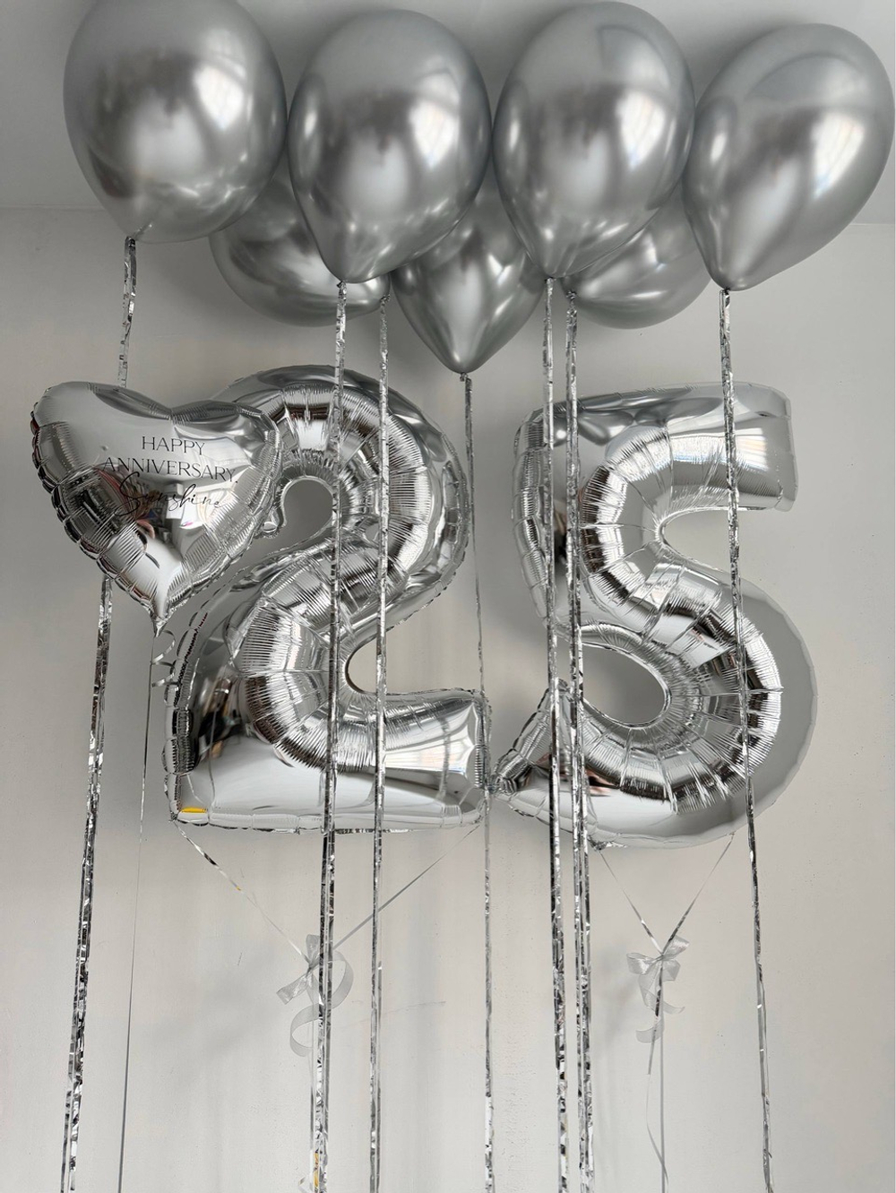 Шары на юбилей 25 лет хром серебро №5043
