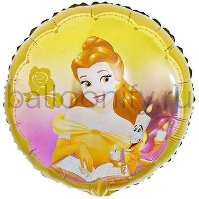 Фольгированная фигура, круг, Принцесса Белль,18"/46СМ