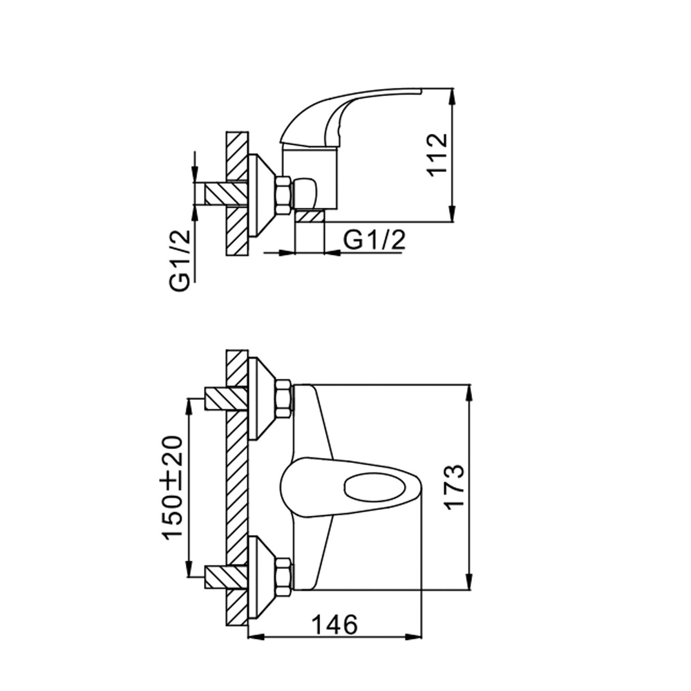 Смеситель для душа 40к F2002-B FRAP (хром, силумин)