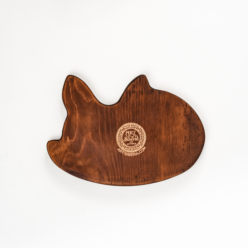 Менажница деревянная из сибирского кедра для подачи блюд и закусок с гравировкой "ЛИСИЦА". MG107