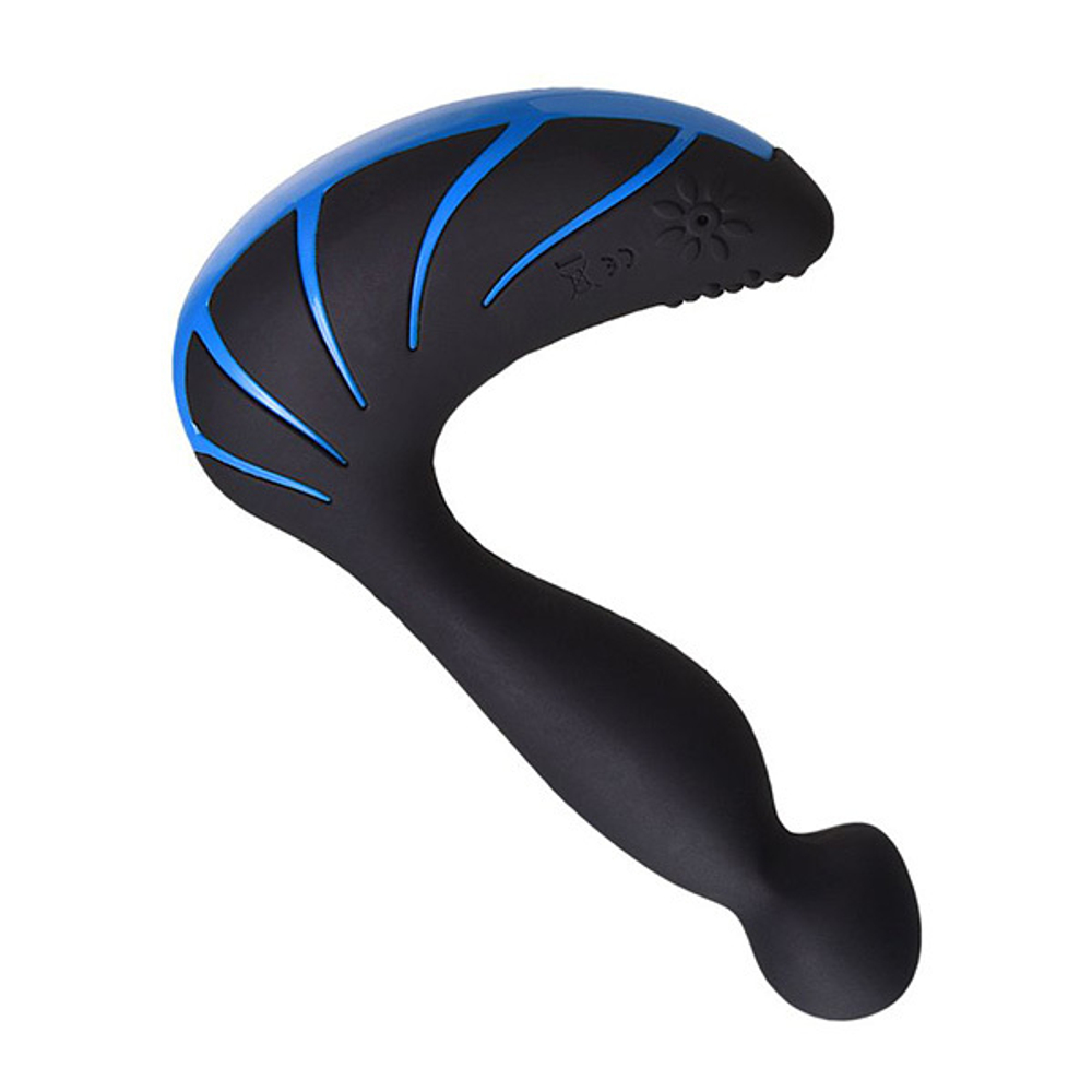 Чёрно-синий массажер простаты 15,7см с пультом ДУ Erotist Toys Third