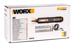 Отвертка аккумуляторная WORX WX240, 4В, 5Нм, 1,5Ач, набор оснастки