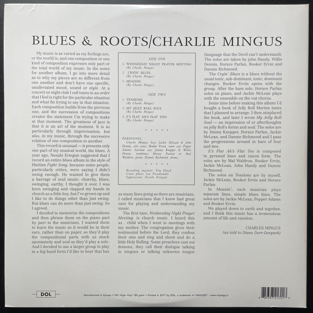 Charlie Mingus ‎– Blues & Roots (Европа 2017г.)
