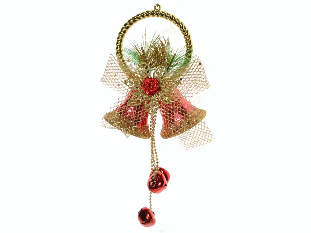 Украшение подвесное "Колокольчики" красно-золотые