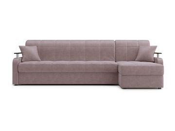 Диван угловой с оттоманкой Денвер 1,6 - Velutto 22 коричневый/  коричневая накладка