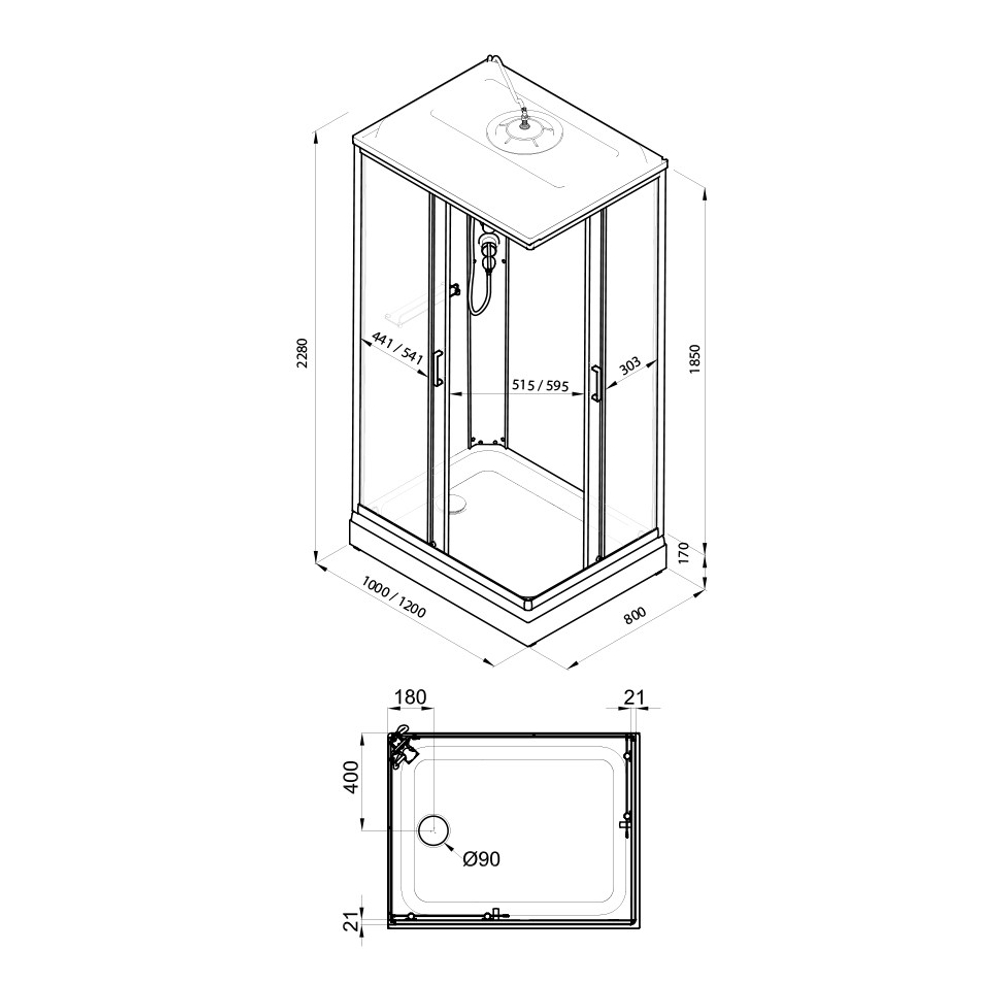 Душевая Кабина Квадро 120*80