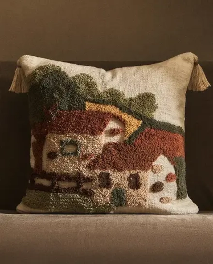 ZARA HOME НАВОЛОЧКА ДЛЯ ДЕКОРАТИВНОЙ ПОДУШКИ С УЗОРАМИ, ЗЕЛЕНЫЙ
