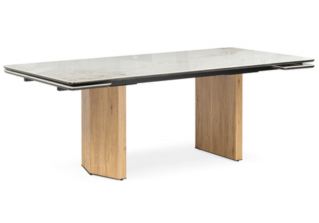 Керамический стол Woodville Монерон 200x100 brecha crema elegance, дуб монтана