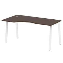 Metal System Стол криволинейный левый на А-образном м/к БА.СА-1 (L) Венге Цаво/Металл Белый 1600*900
