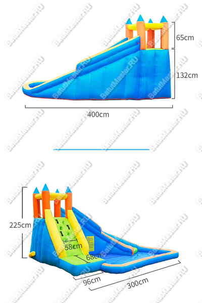 Коммерческий надувной батут "Яркий замок"  4*3*2,2 м