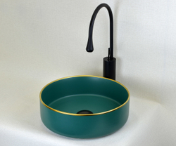 Накладная раковина Bronze de Luxe зеленая, размер 360х360х120