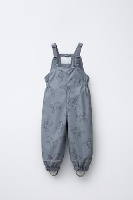 ZARA ПРОРЕЗИНЕННЫЙ КОМБИНЕЗОН С ПРИНТОМ WATER RESISTANT, ВЫЦВЕТШИЙ СИНИЙ