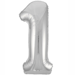 Шар фольгированный Цифра 1 101 см (Серебряный)