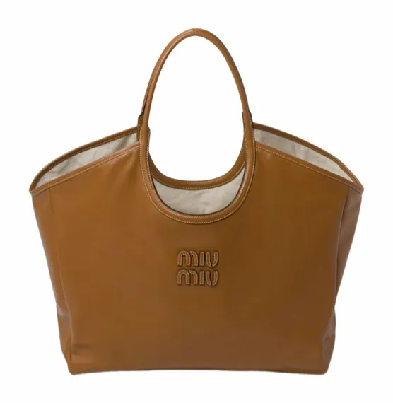 Кожаная сумка Miu Miu Ivy, коричневый