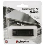Флеш-диск 64 GB KINGSTON DataTraveler 70, разъем Type-C 3.2, черный, DT70/64GB